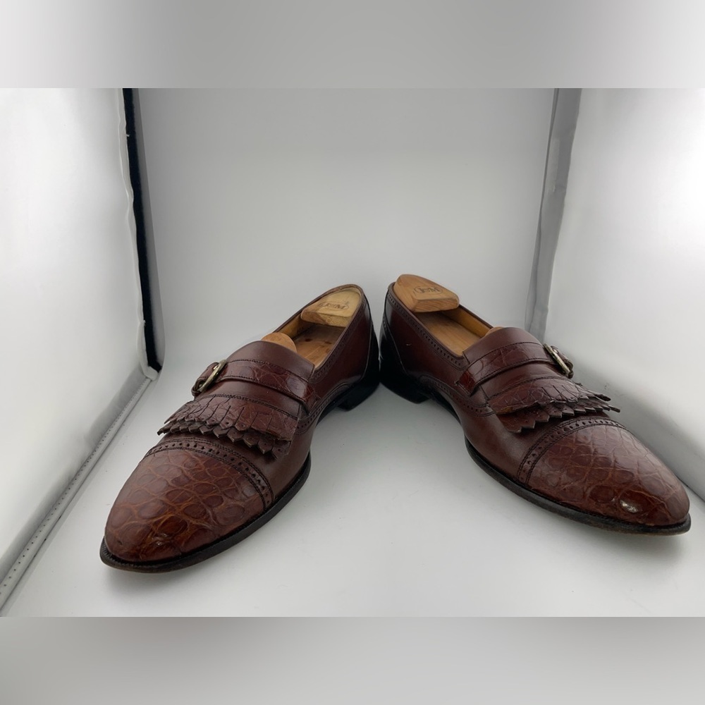 MIGUEL ANGEL Tassel Crocodile Brown Sz 10.5B Men Slip-On Loafers Made In Spain - Picture 7 of 11